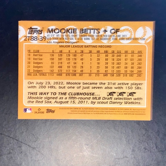 Mookie Betts - 35th Anniversary 2023 Topps Series Two #2T88-39 - Picture 2 of 2